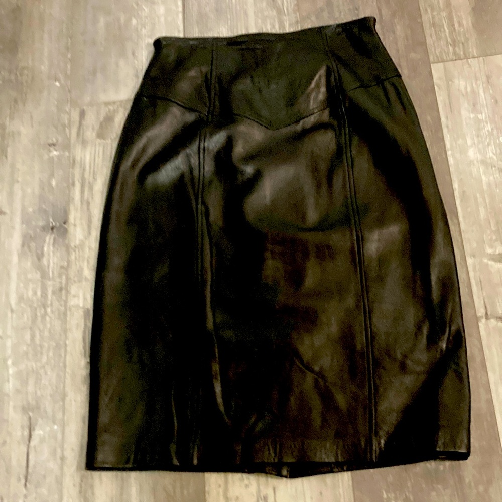 Black leather skirt